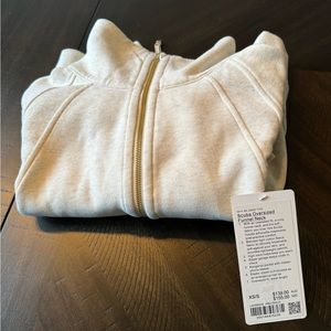 NWT Lululemon scuba oversized funnel neck XS/S heathered light ivory/gold